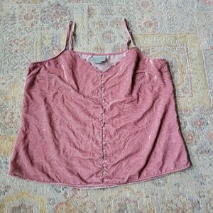 Anthropologie Mauve Pink Velvet Tank Top Blouse